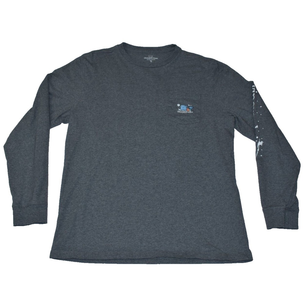 Vineyard Vines Unisex Young Shirt Size XL - 18 Long Sleeve Whale-Wolf Halloween